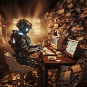 A robot sifting through endless emails